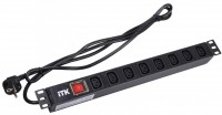 IEK ITK PDU Блок: 7 розеток C13 с LED выкл.,1U, шнур 2м вилка, немецкий стандарт PH12-7C131 фото