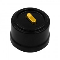 Bironi Лизетта пластик чёрный выключатель 1-клавишный (клавишный), ручка золото B1-220-23-G фото