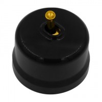 BIRONI Лизетта Пластик Черный Выключатель перекрестный 1-кл (тумблерный), ручка Золото B1-233-23-G фото