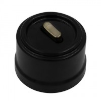 BIRONI Лизетта Пластик Черный Выключатель проходной 1-кл (клавишный), ручка Бронза B1-221-23-B фото