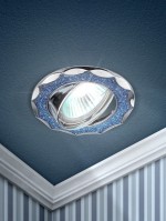 ЭРА DK17 CH/SHBL2 Хром/голубой Светильник декор круглый со стеклянной крошкой