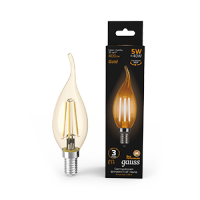 Gauss Лампа LED Filament Candle tailed E14 5W 2700K Golden 1/10/50 104801005 фото