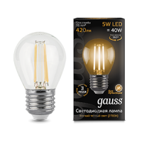 Gauss Лампа LED Filament Globe E27 5W 2700K 1/10/50 105802105 фото