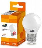 IEK  Лампа светодиодная ECO G45 шар 3Вт 230В 3000К E27 LLE-G45-3-230-30-E27 фото