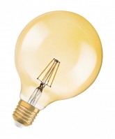 Osram Светодиодная лампа Vintage 1906 LED CL GLOBE125,филаментная, GOLD 4W(замена 36Вт),теплый белый свет (825), золотистая,цоколь E27 4052899962071 фото