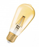 Osram Светодиодная лампа Vintage 1906 LED CL Edison,филаментная, GOLD 4,5W (замена 36Вт), теплый белый свет (825), золотистая,цоколь E27 4052899962095 фото