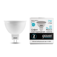 Gauss Лампа LED Elementary MR16 GU5.3 7W 4100K 1/10/100 13527 фото
