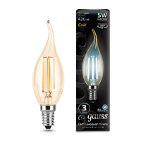 Gauss Лампа LED Filament Candle tailed E14 5W 4100K Golden 1/10/50 104801805 фото
