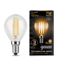 Gauss Лампа LED Filament Globe E14 7W 2700K 1/10/50 105801107 фото