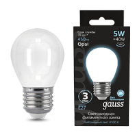 Gauss Лампа LED Filament Globe Opal E27 5W 4100K 1/10/50 105202205 фото