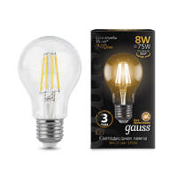 Gauss Лампа LED Filament A60 E27 8W 2700К 1/10/40 102802108 фото