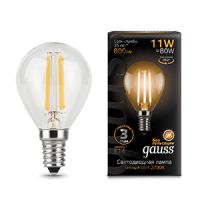 Gauss Лампа LED Filament Шар E14 11W 720lm 2700K 1/10/50 105801111 фото