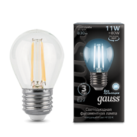 Gauss Лампа LED Filament Шар E27 11W 750lm 4100K 1/10/50 105802211 фото