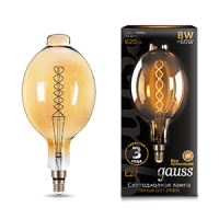 Gauss Лампа LED Vintage Filament Flexible  BT180 8W E27 180*360mm Golden 2400K 1/6 152802008 фото