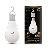Gauss Лампа LED A60 10W E27 640lm 3000K с Li-Ion аккумулятором 1/10/60 102402100 фото