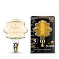 Gauss Лампа Led Vintage Filament Flexible BD180 8W E27 180*250mm Golden 2400K 1/4 161802008 фото
