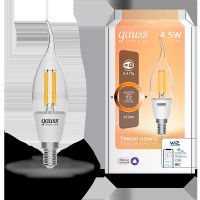 Gauss Лампа светодиодная филаментная Smart Home DIM E14 CF35 4,5 Вт 1/10/40 1260112 фото