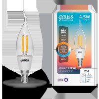 Gauss Лампа светодиодная филаментная Smart Home DIM+CCT E14 CF35 4,5 Вт 2000-6500 К 1/10/40 1280112 фото
