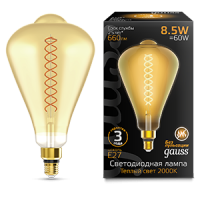 Gauss Лампа Filament ST164 8.5W 660lm 2000К Е27 golden flexible LED 1/6 157802105 фото