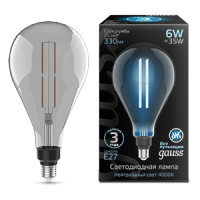 Gauss Лампа Filament PS160 6W 330lm 4000К Е27 gray straight LED 179802205 фото