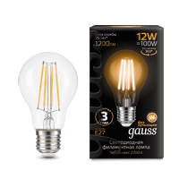 Gauss Filament Лампа А60 12W 1200lm 2700К Е27 LED 1/10/40 102902112 фото