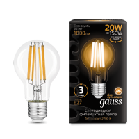 Gauss Лампа Filament А60 20W 1800lm 2700К Е27 LED 102902120 фото