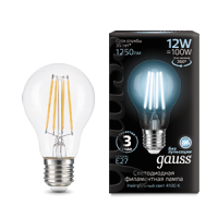 Gauss Лампа Filament А60 12W 1250lm 4100К Е27 LED 102902212 фото
