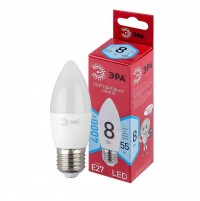 ЭРА Лампочка светодиодная RED LINE LED B35-8W-840-E27 R E27 / Е27 8 Вт свеча нейтральный белый свет Б0050695 фото