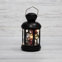 NEON-NIGHT Декоративный фонарь с шариками 12х12х20,6 см, черный корпус, теплый белый цвет свечения 513-061 фото
