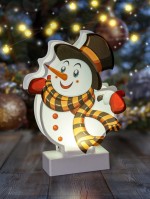 ЭРА EGNDS-08 Новогодний декоративный светильник Снеговичок, холодный белый LED, h 24 см, 3*АА, IP20 Б0051932 фото