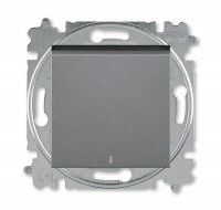 ABB Levit сталь / дымчатый чёрный Выключатель кнопочный 1-клавишный с подсветкой 2CHH599147A6069 фото