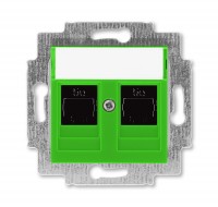 ABB Levit зелёный / дымчатый чёрный Розетка компьютерная 2хRJ45 кат5e зелёный 2CHH295118A6067 фото
