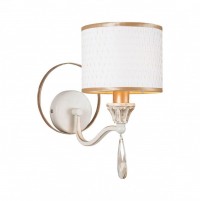 Favourite Classic настенный светильник каркас белого цвета с патиной цвета перламутровое золото, абажуры из белой ткани с золотой тесьмой, декоративны 2695-1W фото