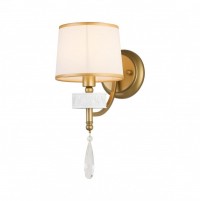 Favourite Classic настенный светильник каркас светло-золотого и перламутрово-белого цвета, абажур из белой ткани с золотой тесьмой, декоративные элеме 2706-1W фото