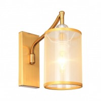 Favourite Classic настенный светильник каркас цвета античной латуни, абажуры из органзы цвета шампанского, декоративные элементы из прозрачного стекла 2697-1W фото