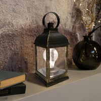 NEON-NIGHT Декоративный фонарь с лампочкой, бронзовый корпус, размер 10.5х10.5х22,5 см, цвет ТЕПЛЫЙ БЕЛЫЙ 513-053 фото