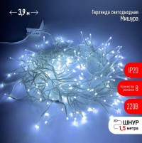 ЭРА ENIN - WC  Гирлянда LED Мишура 3,9 м белый провод, холодный свет,  220V (24/576) Б0047971 фото