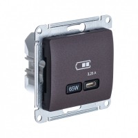 Glossa шоколад USB розетка тип-C 65W высокоскоростная зарядка QC, PD, механизм GSL000827 фото