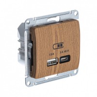 Glossa Дерево Дуб USB Розетка A + тип-C 45W высокоскоростная зарядка QC, PD GSL000529 фото