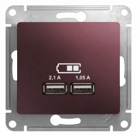 Glossa баклажановый розетка USB 5В/2,1А, 2х5В/1,05А GSL001133 фото