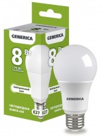 IEK GENERICA Лампа LED A60 груша 8Вт 230В 4000К E27 LL-A60-08-230-40-E27-G фото
