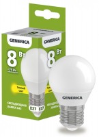 IEK GENERICA Лампа LED G45 шар 8Вт 230В 3000К E27 LL-G45-08-230-30-E27-G фото