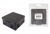TDM Распаячная коробка ОП 100х100х55мм, крышка, IP54, 8вх., черная, инд. штрихкод SQ1401-0913 фото