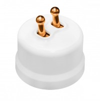 BIRONI Лизетта Пластик Белый Выключатель кнопочный 2-кл (тумблерный), ручка Медь B1-232-21-C-PB фото