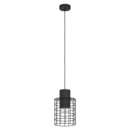 Eglo Подвесной потолочный светильник (люстра) MILLIGAN, 1Х40W, E27, H1100, Ø200, сталь, черный/белы 43625 фото