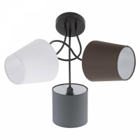 Eglo Светильник потолочный ALMEIDA, 3х40W (E14), Ø590, сталь, черный/текстиль, антрацит, белый, коричневый 95192 фото