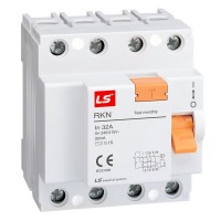 LSIS Устройство защитного отключения (RCCB) LS Electric серии RKN, 3P+N, 32A 300mA, тип AC 062400428B фото
