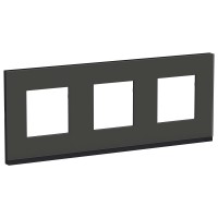 Unica Pure Черное стекло/Антрацит Рамка 3-ная горизонтальная NU600686 фото