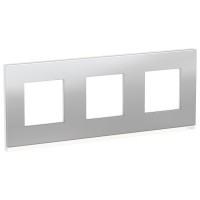 Unica Pure Алюминий матовый/Белая Рамка 3-ная горизонтальная NU600680 фото