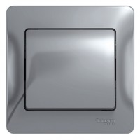Glossa Выключатель 1-клавишный, цвет алюминий (в сборе с рамкой) GSL000312 фото